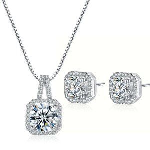 ❤️ Luxury Earrings Necklace Chain Set Bundle Cristal 925 Sterling Silver Day